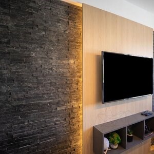 Stras Black Slate Wall Cladding Panel 15 x 60 cm
