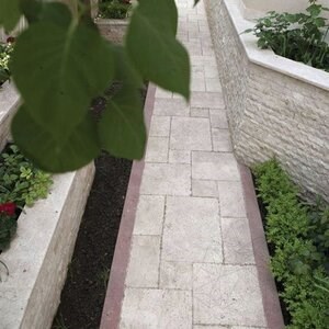 Classic Cross Cut Brushed & Chiseled Edge Travertine French Pattern Set, 3 cm