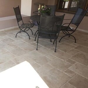 Classic Cross Cut Brushed & Chiseled Edge Travertine French Pattern Set, 3 cm
