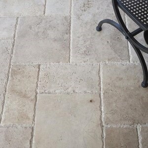 Classic Cross Cut Brushed & Chiseled Edge Travertine French Pattern Set, 3 cm