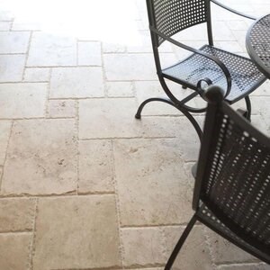 Classic Cross Cut Brushed & Chiseled Edge Travertine French Pattern Set, 3 cm