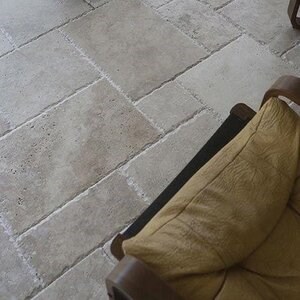 Classic Cross Cut Brushed & Chiseled Edge Travertine French Pattern Set, 3 cm