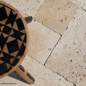 Classic Cross Cut Tumbled Travertine French Pattern Set 1.2 cm