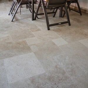 Classic Cross Cut Brushed Travertine French Pattern Set 1.2 cm