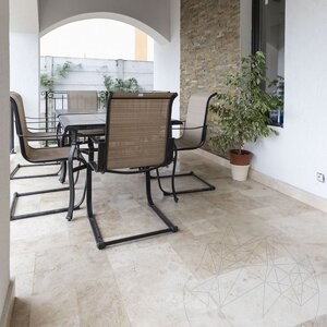 Classic Cross Cut Brushed Travertine French Pattern Set 1.2 cm