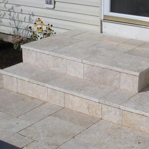 Classic Cross Cut Brushed Travertine French Pattern Set, 3 cm
