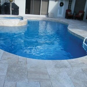 Classic Cross Cut Brushed Travertine French Pattern Set, 3 cm