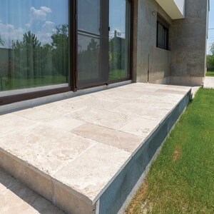 Classic Cross Cut Brushed & Chiseled Edge Travertine, 61 x 40.6 x 3 cm