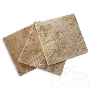 Latte PREMIUM Tumbled Travertine, 10 x 10 x 1.2 cm