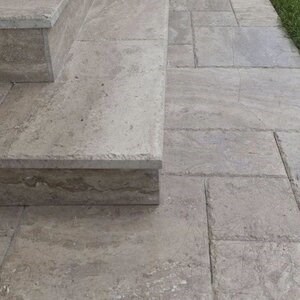 Latte PREMIUM Brushed & Chiseled Edge Travertine French Pattern Set, 3 cm