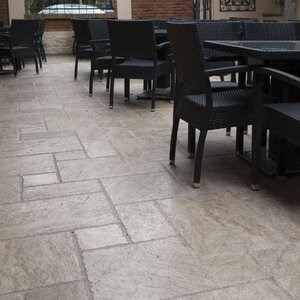 Latte PREMIUM Brushed & Chiseled Edge Travertine French Pattern Set, 3 cm