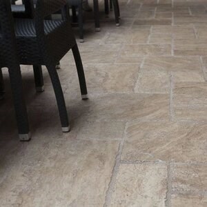 Latte PREMIUM Brushed & Chiseled Edge Travertine French Pattern Set, 3 cm
