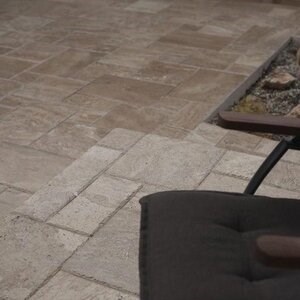 Latte PREMIUM Brushed & Chiseled Edge Travertine French Pattern Set, 3 cm