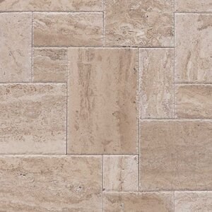 Latte PREMIUM Brushed & Chiseled Edge Travertine French Pattern Set, 3 cm