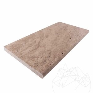 Latte PREMIUM Brushed & Bullnosed Travertine (Stairs/Pool Coping), 61 x 30.5 x 3 cm