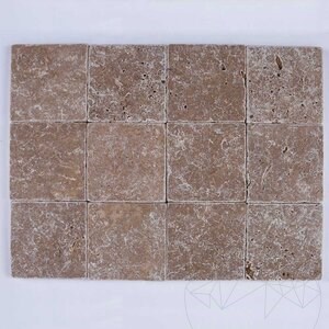 Noce Cross Cut Tumbled Travertine 10 x 10 x 1 cm