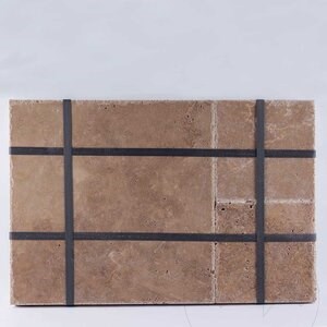 Noce Travertine Cross Cut French Pattern Set Brushed & Chiseled edge 1.2cm