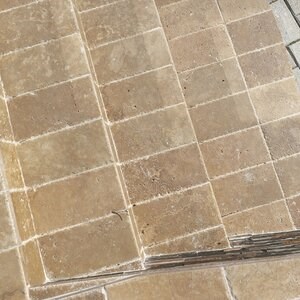 Noce Cross Cut Brushed and Chiseled Edge Travertine, 30.5 x 15.2 x 3 cm