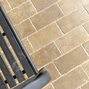 Noce Cross Cut Brushed and Chiseled Edge Travertine, 30.5 x 15.2 x 3 cm
