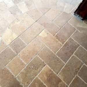 Noce Cross Cut Brushed and Chiseled Edge Travertine, 30.5 x 15.2 x 3 cm