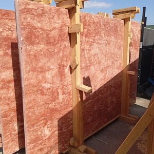Opium Red Filled & Polished Travertine Slab, 2 cm