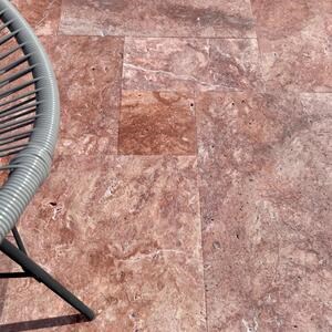 Red Opium Cross Cut Brushed Travertine French Pattern Set 1.2 cm