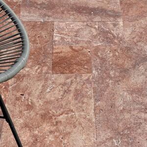 Red Opium Cross Cut Brushed Travertine French Pattern Set 1.2 cm