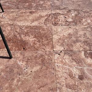Red Opium Cross Cut Brushed Travertine 61 x 30.5 x 1.2 cm 
