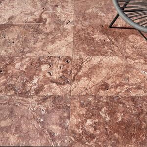 Red Opium Cross Cut Brushed Travertine 61 x 30.5 x 1.2 cm 