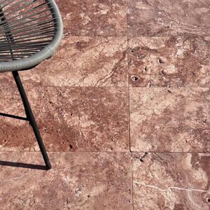 Red Opium Cross Cut Brushed Travertine 61 x 30.5 x 1.2 cm 