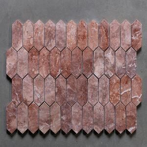 Opium Red Travertine Polished Pillar Mosaic 30.5 x 28 cm