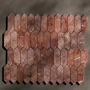Opium Red Travertine Polished Pillar Mosaic 30.5 x 28 cm