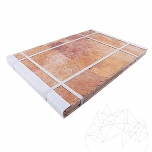 Peach Cross Cut Brushed & Chiseled Edge Travertine French Pattern Set, 1.2 cm