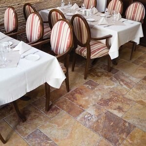 Peach Cross Cut Brushed & Chiseled Edge Travertine French Pattern Set, 1.2 cm