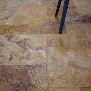 Peach Cross Cut Brushed & Chiseled Edge Travertine French Pattern Set, 1.2 cm