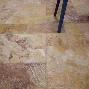 Peach Cross Cut Brushed & Chiseled Edge Travertine French Pattern Set, 1.2 cm