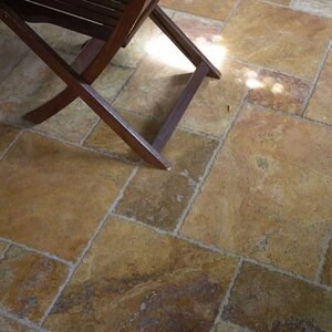 Peach Cross Cut Brushed & Chiseled Edge Travertine French Pattern Set, 1.2 cm