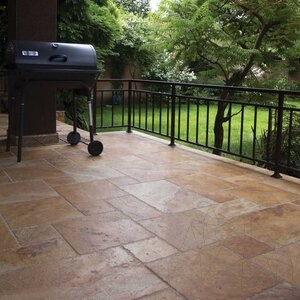 Peach Cross Cut Brushed & Chiseled Edge Travertine French Pattern Set, 1.2 cm