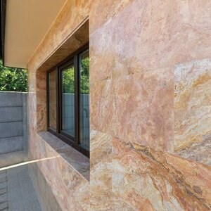 Peach Cross Cut Polished Travertine 61 x 30.5 x 1.2 cm