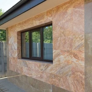 Peach Cross Cut Polished Travertine 61 x 30.5 x 1.2 cm