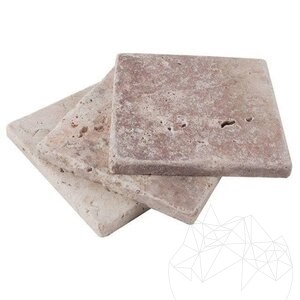 Red Opium Cross Cut Tumbled Travertine 10 x 10 x 1 cm