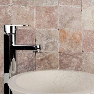 Red Opium Cross Cut Tumbled Travertine 10 x 10 x 1 cm