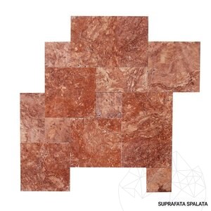 Red Opium Cross Cut Tumbled Travertine French Pattern Set 1.2 cm