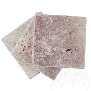 Red Opium Cross Cut Tumbled Travertine 10 x 10 x 1 cm