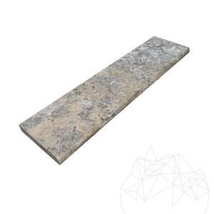 Silver Travertine Coping Stone, Antiqued Cross Cut, 3 x 15 x 61 cm