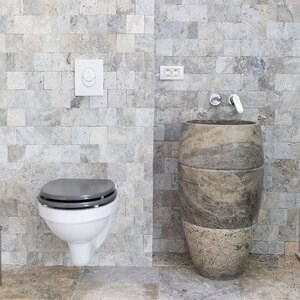 Silver Cross Cut Tumbled Travertine, 10 x 10 x 1 cm
