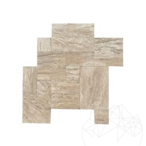 Striato Travertine French Pattern Set Tumbled, 3 cm 