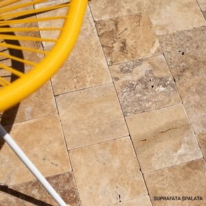 Walnut Cross Cut Tumbled Travertine 15.2 x 15.2 x 3 cm