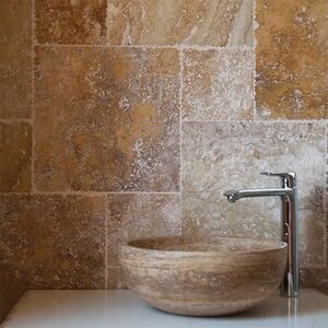 Yellow Cross Cut Brushed & Chiseled Edge Travertine French Pattern Set 1.2 cm