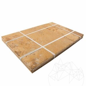 Yellow Cross Cut Brushed & Chiseled Edge Travertine French Pattern Set 1.2 cm